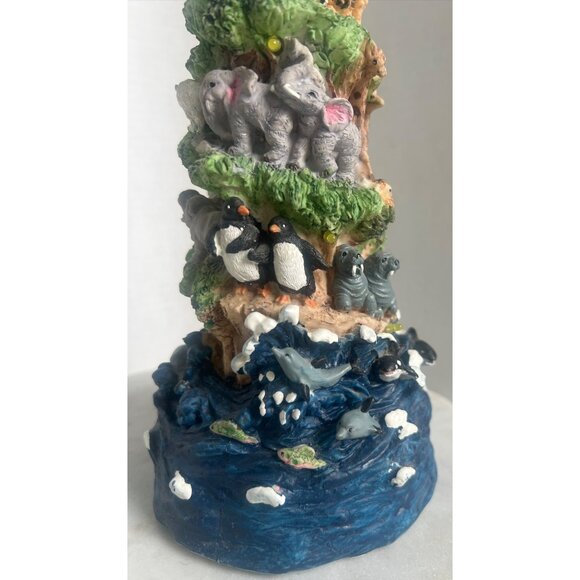 Noahs Ark Mountain Animal Figurine Tower Hand-Painted Resin 16" Tall Collectible - Picture 7 of 11